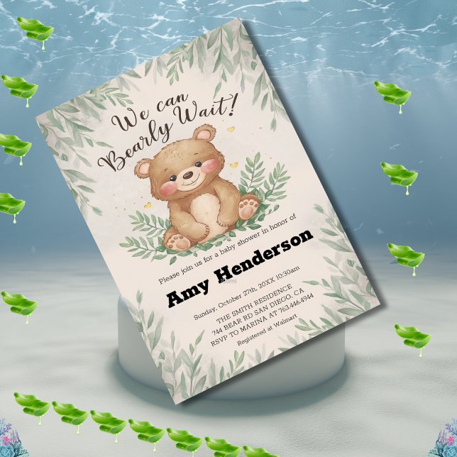 Convite Nós podemos esperar Chá de fraldas do Urso Floral (Criador carregado)