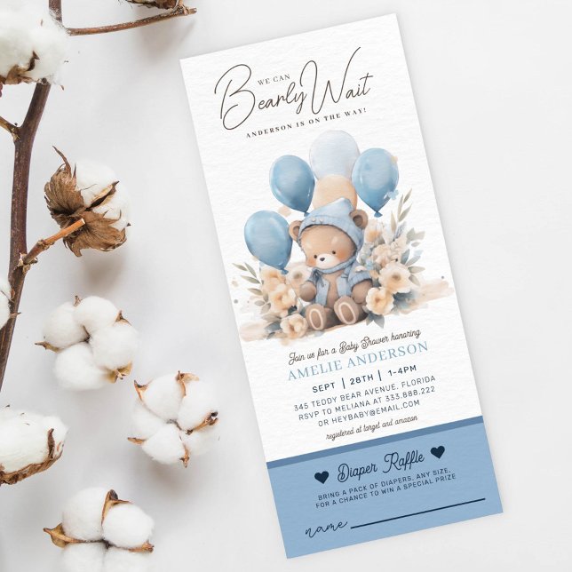 Convite Nós podemos esperar, garoto Chá de fraldas rifa de (Criador carregado)