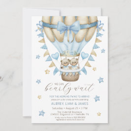 Convite Nós Podemos Esperar Um Garoto Gêmeo, Bebê.