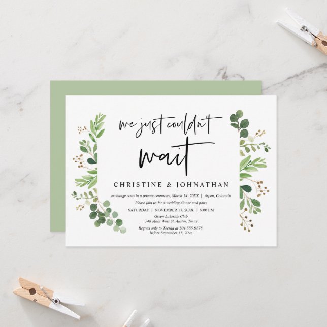 Convite Nós simplesmente não pudemos esperar, Casamento às (Frente/Verso In Situ)