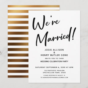 Convite Nós Somos Casados Recepção de Casamento Moderno Fa