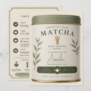 Convite Nós Te Amamos Tanto Matcha Chá de Bebê Sage Verde