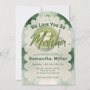 Convite Nós Te Amamos Tanto Matcha Festa de Bebê Moderna