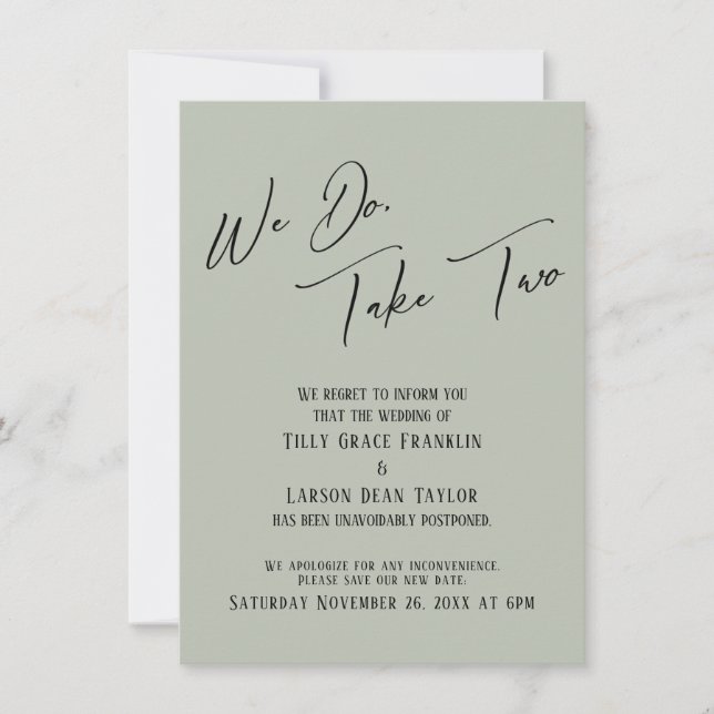 Convite Nós Temos, Tomem Dois: Sage Green Atrasada (Frente)