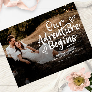 Convite Nossa Aventura Começa Foto de Save The Date de Cas