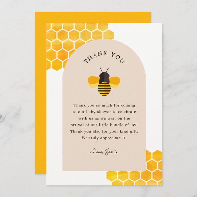 Convite Nossa Festa de Abelhas de Mel Obrigado (Frente/Verso)