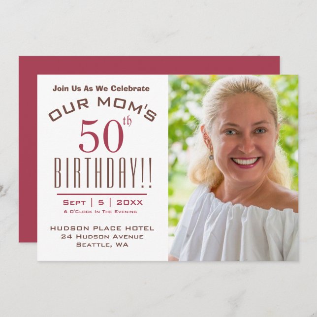 Convite NOSSA MÃE 50º Aniversário - Festa Fotográfica (Frente/Verso)