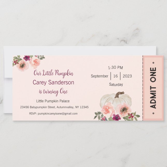 Convite Nossa Pequena Abóbora é um Convite, primeiro anive (Frente)