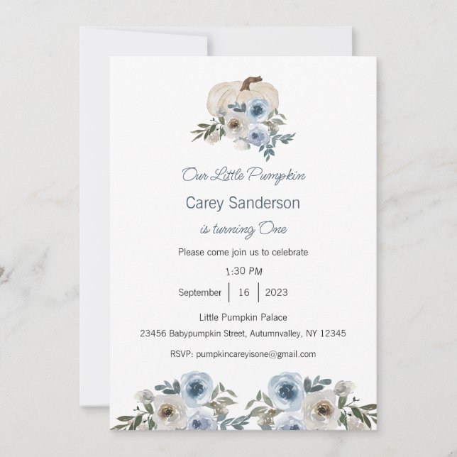 Convite Nossa Pequena Abóbora é um Convite, primeiro anive (Frente)