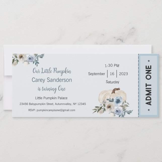 Convite Nossa Pequena Abóbora é um Convite, primeiro anive (Frente)