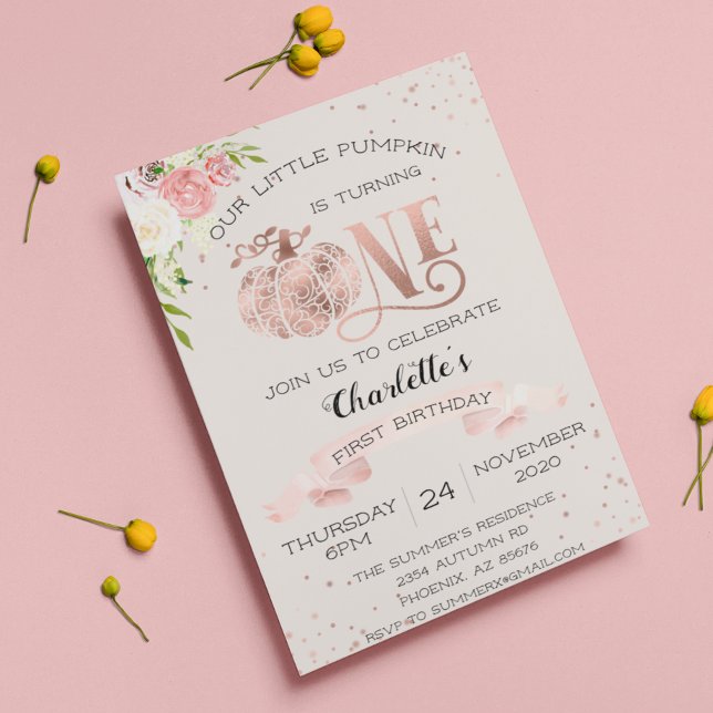 Convite Nossa Pequena Abóbora Faz Um Ano Primeiro Aniversá (Criador carregado)