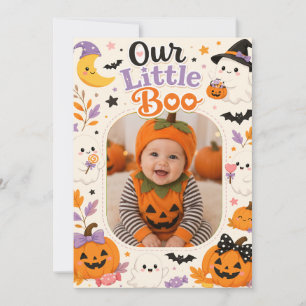 Convite Nossa Pequena Boo Foto Personalizada de Halloween
