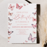 Nossa Pequena Borboleta Festa de aniversário Rosa 