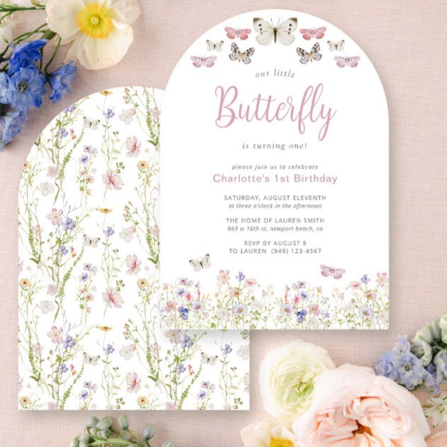 Convite Nossa Pequena Borboleta primeiro aniversario Cor-d (Criador carregado)