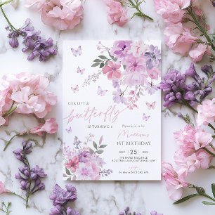 Convite Nossa Pequena Borboleta primeiro aniversario Flora