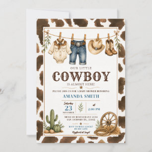 Convite Nossa Pequena Corda de Roupas de Cowboy Churrasco