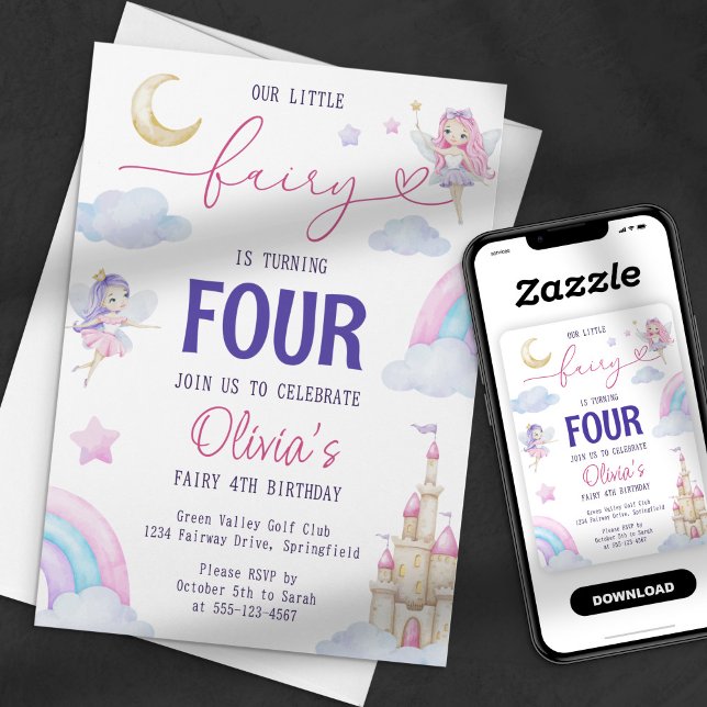 Convite Nossa Pequena Fada mágica Festa Conto de Fadas Arc (Criador carregado)