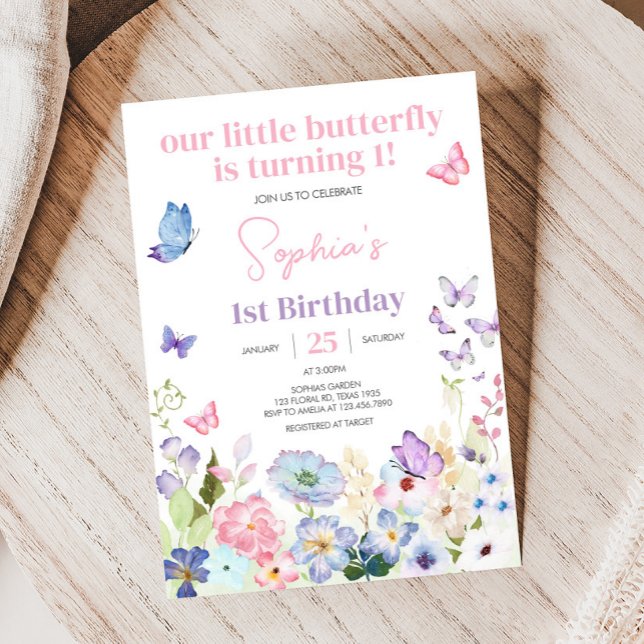 Convite Nossa Pequena Festa de aniversário de Borboleta (Whimsical Our Little Butterfly Birthday Party Invitation)