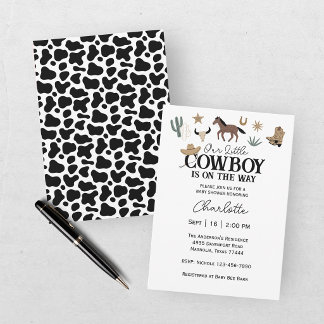 Convite Nossa Pequena Festa de Chá do Cowboy Bebê Rodeio W