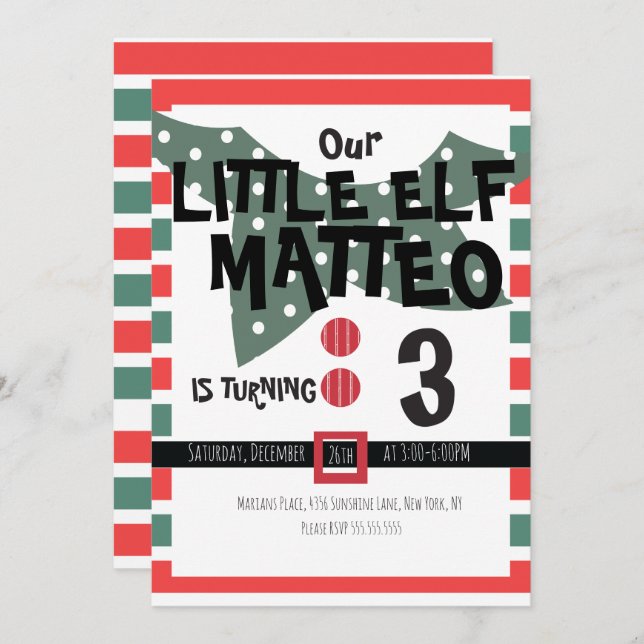 Convite Nossa Pequena Freguiça De Elfo Qualquer Festa de a (Frente/Verso)