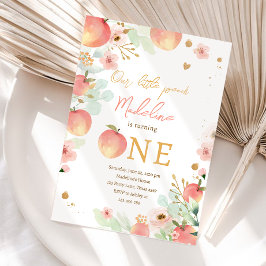 Convite Nossa Pequena Garota Pêssega Doce 1rua Primeiro An