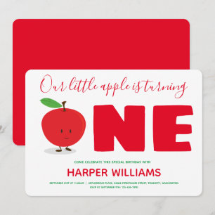 Convite Nossa Pequena Maçã Virando Um Primeiro Aniversá