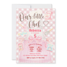 Nossa Pequena Menina Chef Rosa Xadrez de Gingham F