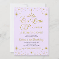 Nossa Pequena Princesa Aniversário Dourado e Lilás