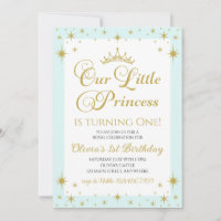 Nossa Pequena Princesa Real Aniversário Dourado e 