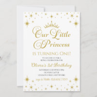 Nossa Pequena Princesa Real Aniversário Dourado e