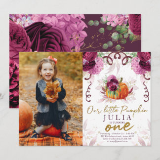 Convite Nossa Pequena Pumpkin Primeiro Aniversário Foto Da