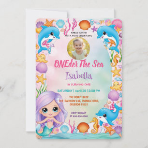 Convite nossa pequena sereia 1rua Foto do aniversário de v