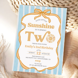 Convite Nossa Pequena Sunshine Azul Xadrez 2º Aniversário