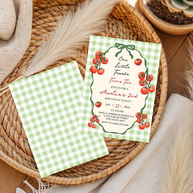 Convite Nossa pequena Tomatinha Vermelha de Gingham faz do (Criador carregado)