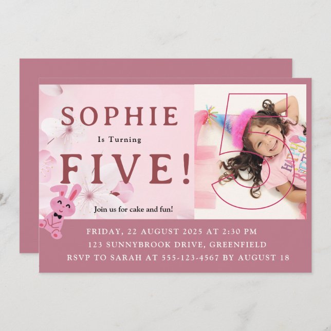 Convite Nossa Princesa Coelhinha Doce Completa 5 Anos! Con (Frente/Verso)