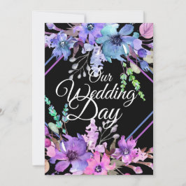 Convite Nossa Tipografia Branca Roxa do Dia do Casamento