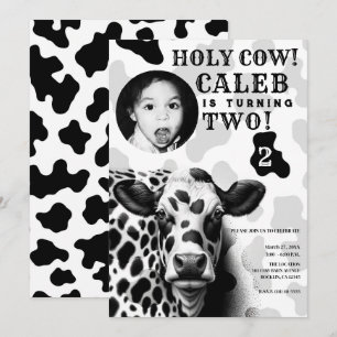 Convite Nossa Vaca! Festa de Aniversário Country Preta e B