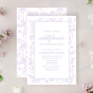 Convite Nossas Flores Lilac do primeiro aniversario de Flo