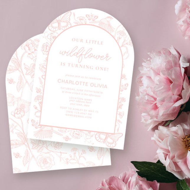 Convite Nossas Flores Rosa-primeiro aniversario de Flor Se (Criador carregado)