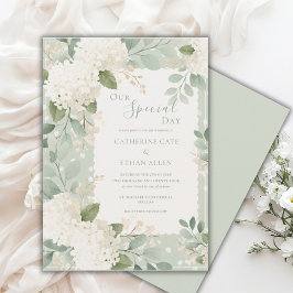 Convite Nossas Hortênsias Brancas do Dia Especial Casament