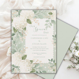 Convite Nossas Hortênsias Brancas do Dia Especial Casament
