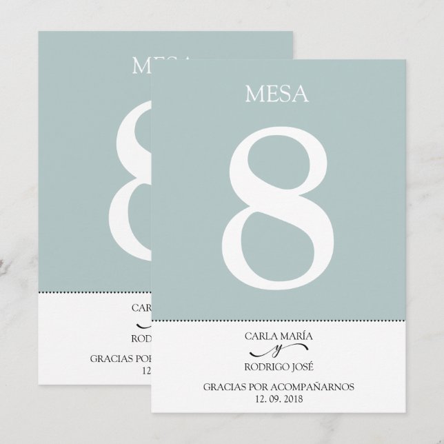 Convite NOSSAS NUPCIAS Número de Mesa em Espanhol Editável (Frente/Verso)
