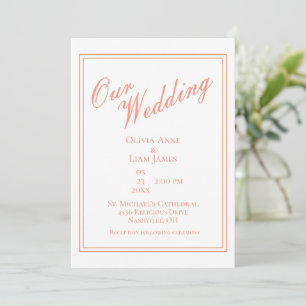 Convite Nosso Casamento de Pêssego Branco Moderno Elegant