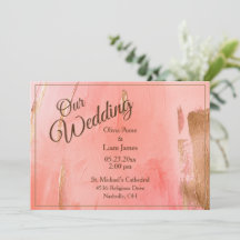 Nosso Casamento Dourado Pink Peach Watercolor Casa
