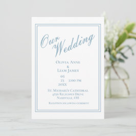 Convite Nosso Casamento Dusty Blue Modern Elegante