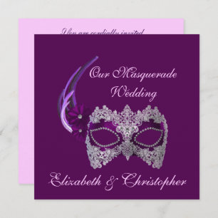 Convite "Nosso Casamento Mascarada" - Roxo Real [b]