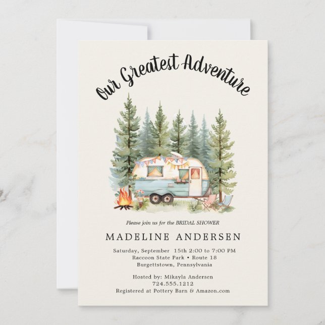 Convite Nosso Chá de fraldas de Sage de Acampamento de Mai (Frente)