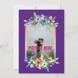 Convite Nosso Dia de Casamento Floral Roxo Foto Personaliz