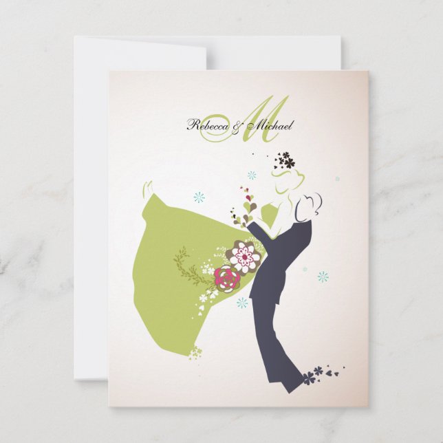 Convite Nosso dia do casamento - noiva & noivo com (Frente)