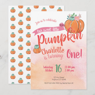Convite Nosso Doce Pumpkin Primeiro Aniversário Convide
